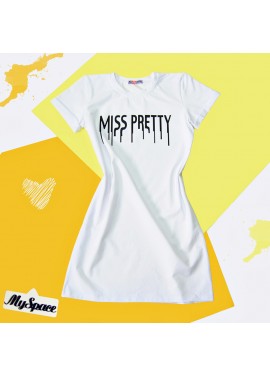 Летнее платье футболка белое MISS PRETTY